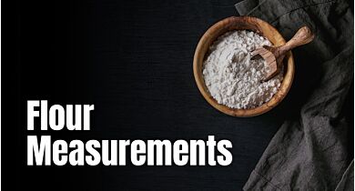 A bowl of flour next to text about flour measurement