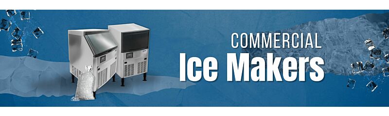 Commercial ice makers on blue background