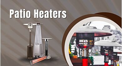 several images of patio heaters with text that reads patio heaters