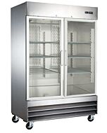 Zanduco 54" Two Swing Glass Door Merchandiser Refrigerator - Stainless Steel