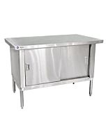 Zanduco 30" x 72" Stainless Steel Enclosed Worktable with Cabinet, Sliding Doors - Knockdown