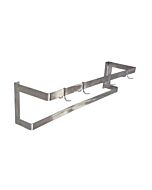 Omcan Stainless Steel Wall-Mounted Pot Rack -48"   with 4 Pc Plated Pot Hooks