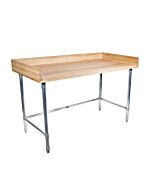 BK Resources MBTSOB-7236 72" x 36" Hard Maple Bakers Top Table with Stainless Open Base & Oil Finish
