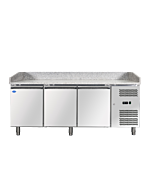 Zanduco 80" Granite Top Refrigerated Pizza Prep Table with 3 Doors - 110V