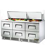 True TFP-72-30M-D-6 72" Mega Top Six Drawer Salad/Sandwich Prep