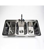 BK Resource Three Compartment Drop In Stainless Steel Sink with 10" X 10" X 14" Bowl With Faucet