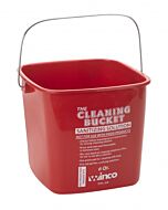 Winco Cleaning Bucket, 6 Qt, Red Sanitizing Solution     PPL-6R