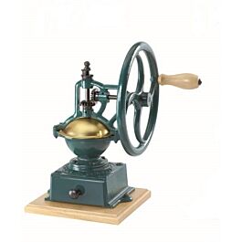 Product image for Omcan Manual Coffee Grinder - Teal cast-iron & Beech wood, with wooden base