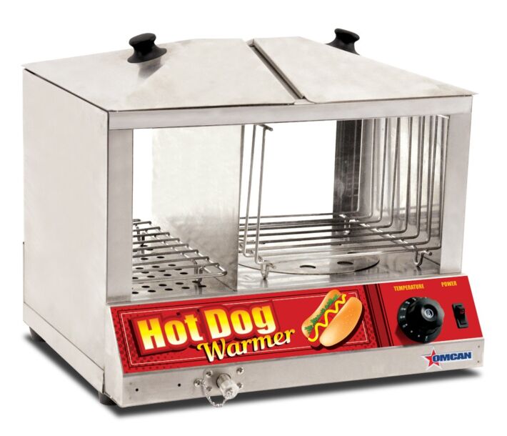 Omcan Hotdog Steamer and Bun Warmer with Tempered Glass - 1200 Watts - CA
