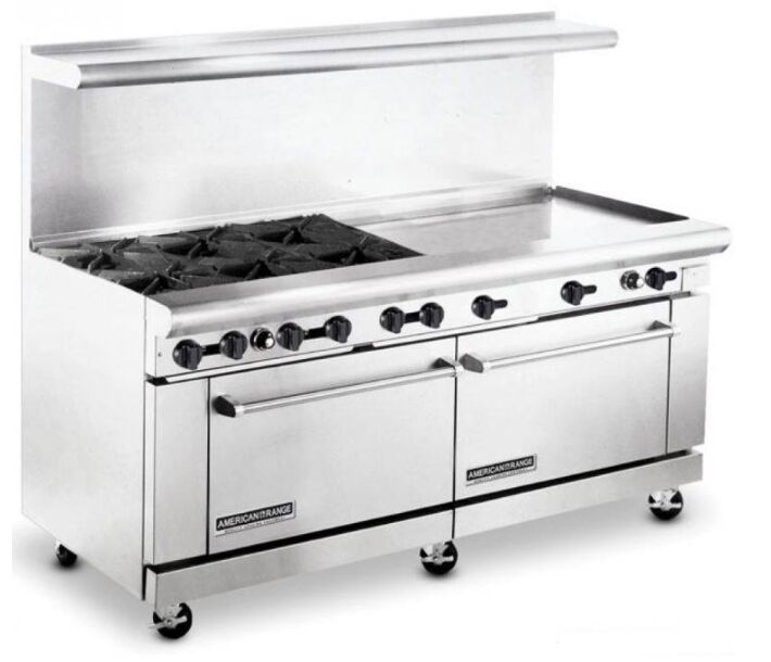 American Range AR-6B-36RG 72" Heavy Duty Gas Range with 6 Burners & 36" Raised Griddle - 322,000 BTU - USA