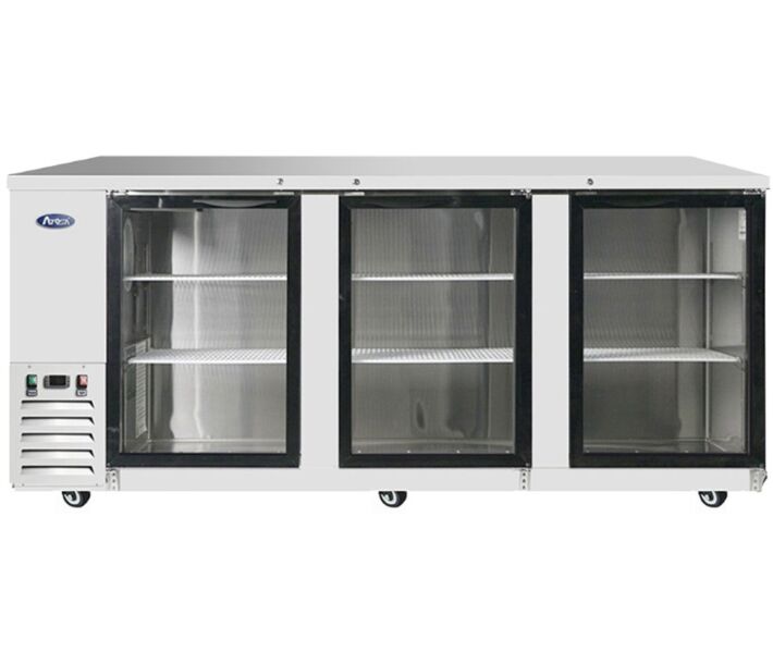 Atosa MBB90G-GR 90" Glass 3 Door Back Bar Refrigerator - CA