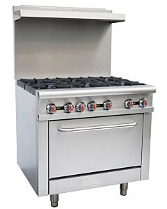 Zanduco 36" Commercial Range Oven 6 Burners Natural Gas - 211,000 BTU