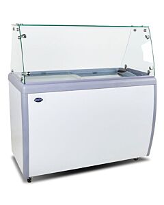 Zanduco 60" Ice Cream Dipping Cabinet / Freezer with Flat Sneeze Guard and 370 L Capacity
