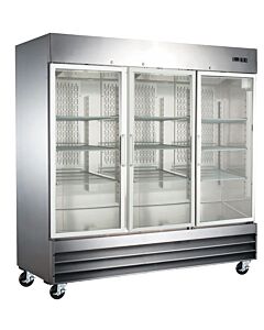 Zanduco 81" Three Glass Door Merchandiser Refrigerator - Stainless Steel