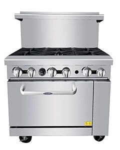 Atosa AGR-6B 36'' Gas Range with (6) Open Burners 192,000 BTU with (1) 26