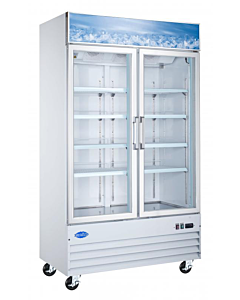 Zanduco 49" 2-Door Swing Glass Merchandiser Freezer with 821L Capacity - White, 110V