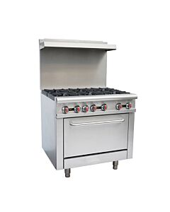 Zanduco 36" Commercial Range Oven 6 Burners Natural Gas or Liquid Propane - 211,000 BTU