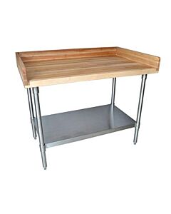 BK Resources MBTS-7236 72" x 36" Hard Maple Bakers Top Table with Stainless Undershelf & Oil Finish