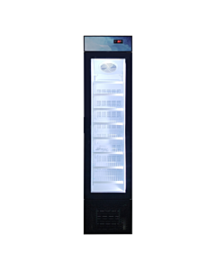 Zanduco 16.5" Single Glass Door Reach-In Merchandiser Freezer - 105L, Black