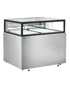 Zanduco 48" Flat Top Stainless Steel Refrigerated Display Case with 373L Capacity - 110V, 380W