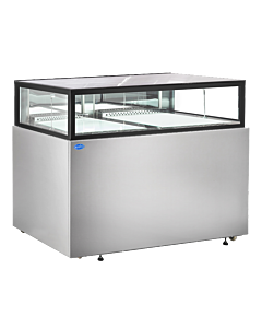 Zanduco 60" Flat Top Stainless Steel Refrigerated Display Case with 474L Capacity - 110V, 400W