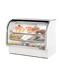True TCGG-60-LD 60" White Curved Glass Refrigerated Deli Case - 30 cu. ft.