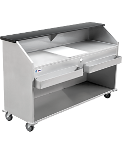 Omcan 74" Portable Bar with Open Bottom, Ice Bin, Shut Off Valve, & Speed Rails