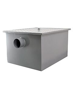 Omcan Grease Trap 26" x 16.5" x 16.5" 50 lbs. Capacity with 3" Threaded Inlet and Outlet - Steel