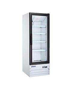 Aurora 22" White Single Glass Door Reach-In Merchandiser Refrigerator with 240L Capacity - 120V, 186W