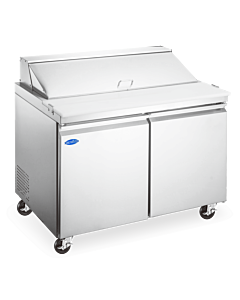 Zanduco 60" Mega Refrigerated Prep Table With 2 Doors and 16.56 cu.ft. Capacity - 115V, 1/4 HP