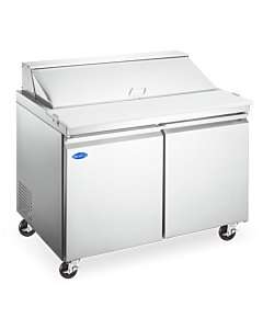 Zanduco 47" Mega Refrigerated Prep Table with 2 Doors and 9.5 cu.ft. Capacity - 115V, 1/4HP
