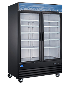 Zanduco 53" 2-Glass Door Merchandiser Freezer Black with 1270L Capacity - 110V, 1000W