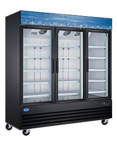 Zanduco 80" 3-Glass Door Merchandiser Freezer Black with 1650L Capacity - 110V, 1600W