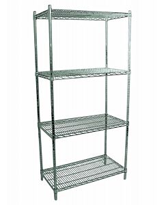 Zanduco 24" Depth Heavy Duty Commercial Chrome Shelf Set - Shelves & Posts with Levelers