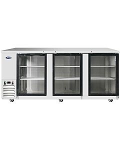 Atosa MBB90G-GR 90" Glass 3 Door Back Bar Refrigerator - CA