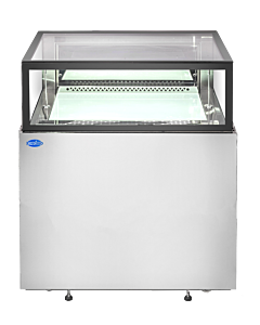 Zanduco 36" Flat Top Stainless Steel Refrigerated Display Case with 272L Capacity - 110V, 330W