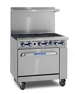 Imperial IR-6 36" 6 Open Burners - (1) 26.5" Wide Oven - 227,000 BTU