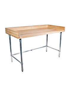 BK Resources MBTSOB-6036 60" x 36" Hard Maple Bakers Top Table with Stainless Open Base & Oil Finish