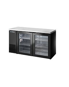 True TBB24-60-2G-Z1-SFT-B-1 60" Back Bar Refrigerator Two Swinging Glass Doors - Black