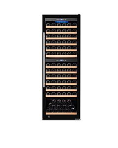 Vinovero 25" Black Full Glass Door Dual Zone Wine Cooler with 126 Bottle Capacity - 115V, 161W