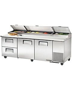True TPP-AT-93D-2-HC 93" Pizza Prep Table with Two Doors/Two Drawers