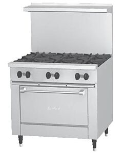 Garland X36-6S Sunfire™ X Series 36" Gas Restaurant Range with 6 Burners and Storage Space - 180,000 BTU