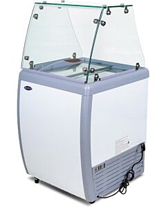 Zanduco 26" Ice Cream Dipping Cabinet / Freezer with Flat Sneeze Guard and 120 L Capacity